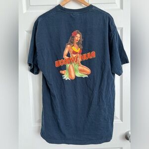 Size XL men’s Woody’s Hula Hawaii longboard short sleeve Tshirt with hula girl